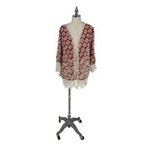 Anthologies Solitaire Women’s‎ South Western Crochet Trim Duster Cardigan M